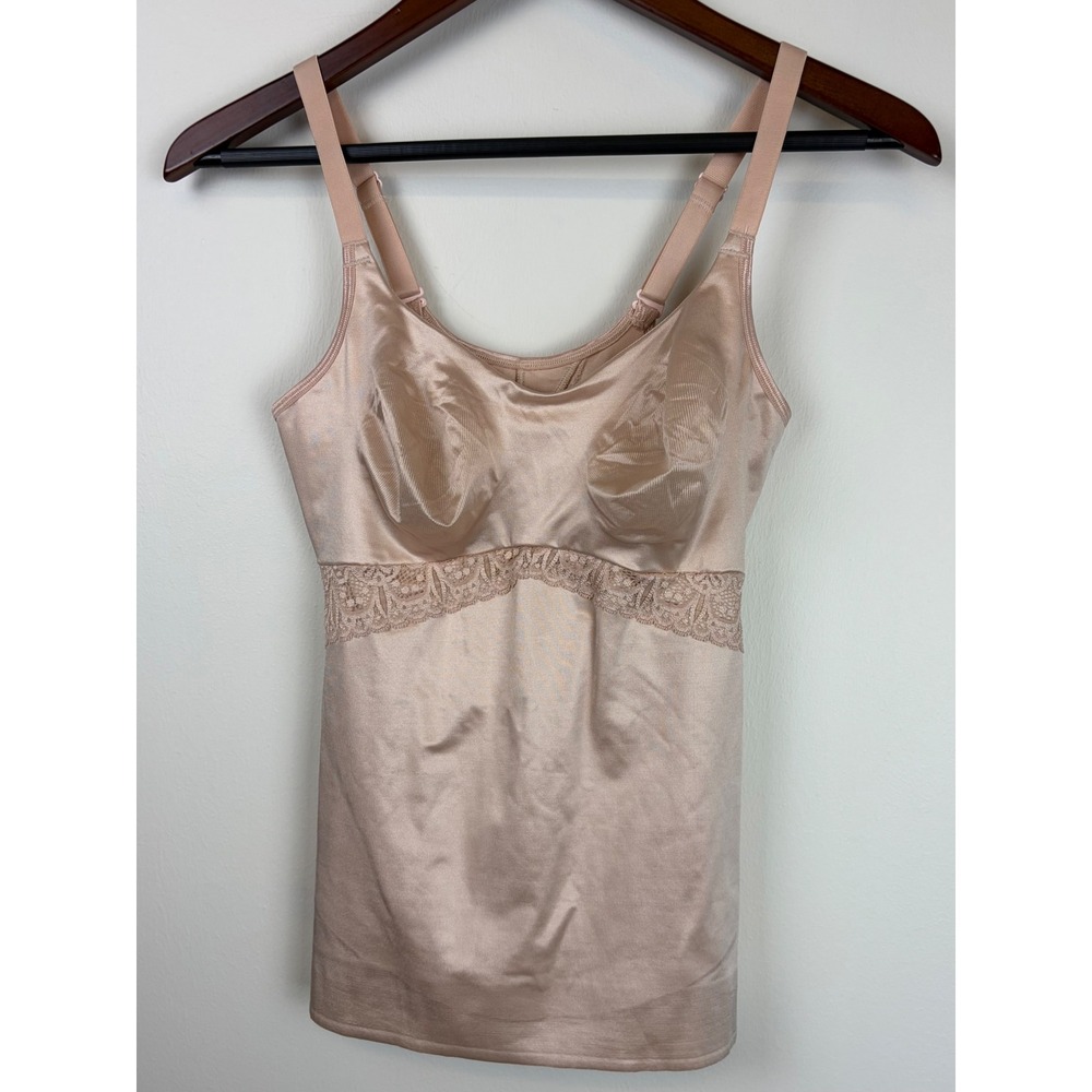 Ruby Ribbon Camisole 36 Beige Nude Lace Trim Shapewear Support 3024 Tank Top